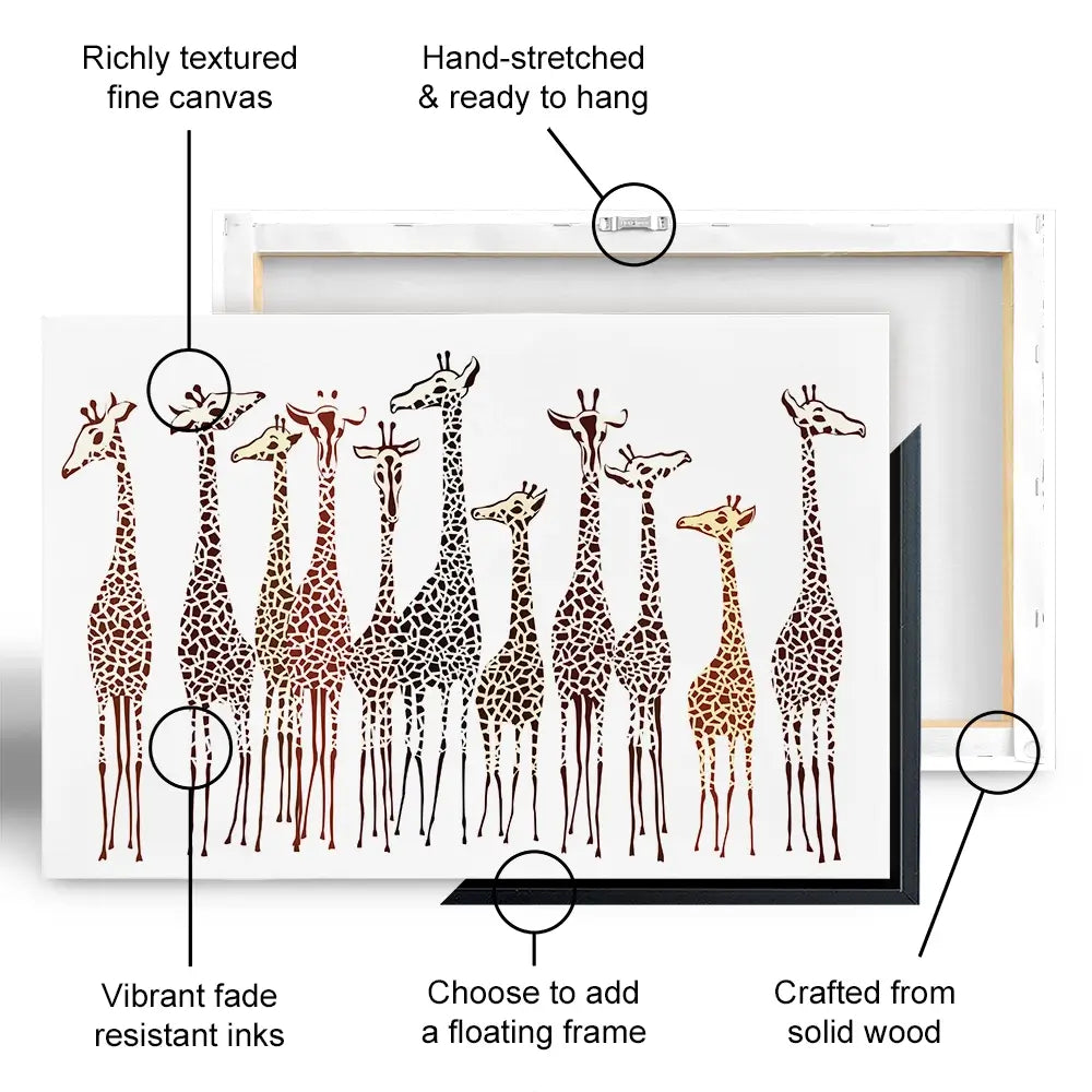 Line Of Giraffes Oversized Canvas Print Line Of Giraffes Oversized Canvas Print wall art product fresher / Shutterstock