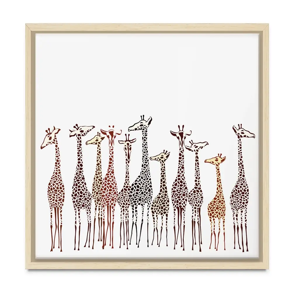 Line Of Giraffes Square Canvas Print Line Of Giraffes Square Canvas Print wall art product fresher / Shutterstock