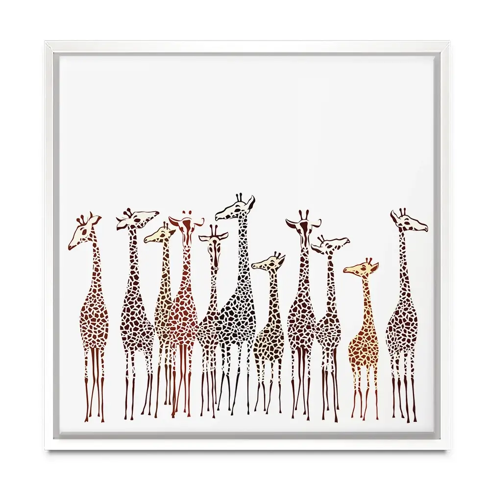 Line Of Giraffes Square Canvas Print Line Of Giraffes Square Canvas Print wall art product fresher / Shutterstock