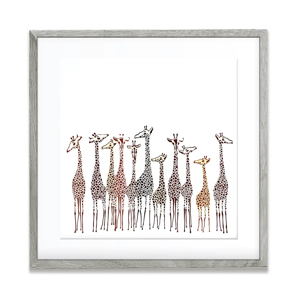Line Of Giraffes Square Framed Art Print Line Of Giraffes Square Framed Art Print wall art product fresher / Shutterstock