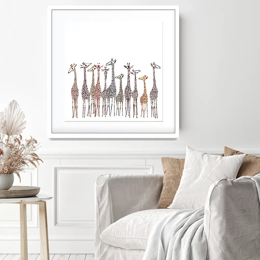 Line Of Giraffes Square Framed Art Print Line Of Giraffes Square Framed Art Print wall art product fresher / Shutterstock