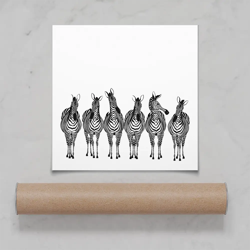 Line Of Zebras Square Art Print Line Of Zebras Square Art Print wall art product Art Print Shop
