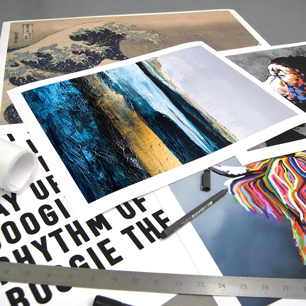 Lined With Blue Art Print Lined With Blue Art Print wall art product Adelina ART / Shutterstock