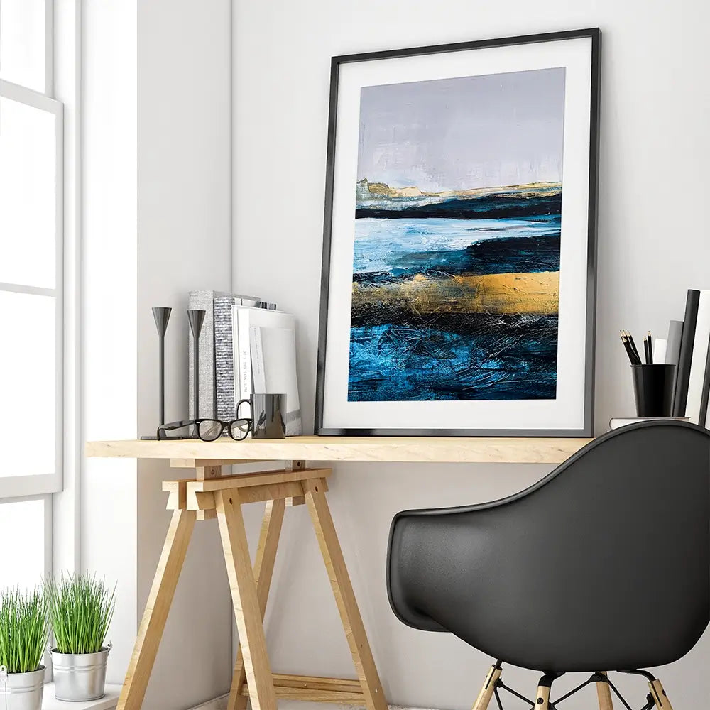 Lined With Blue Framed Art Print Lined With Blue Framed Art Print wall art product Adelina ART / Shutterstock