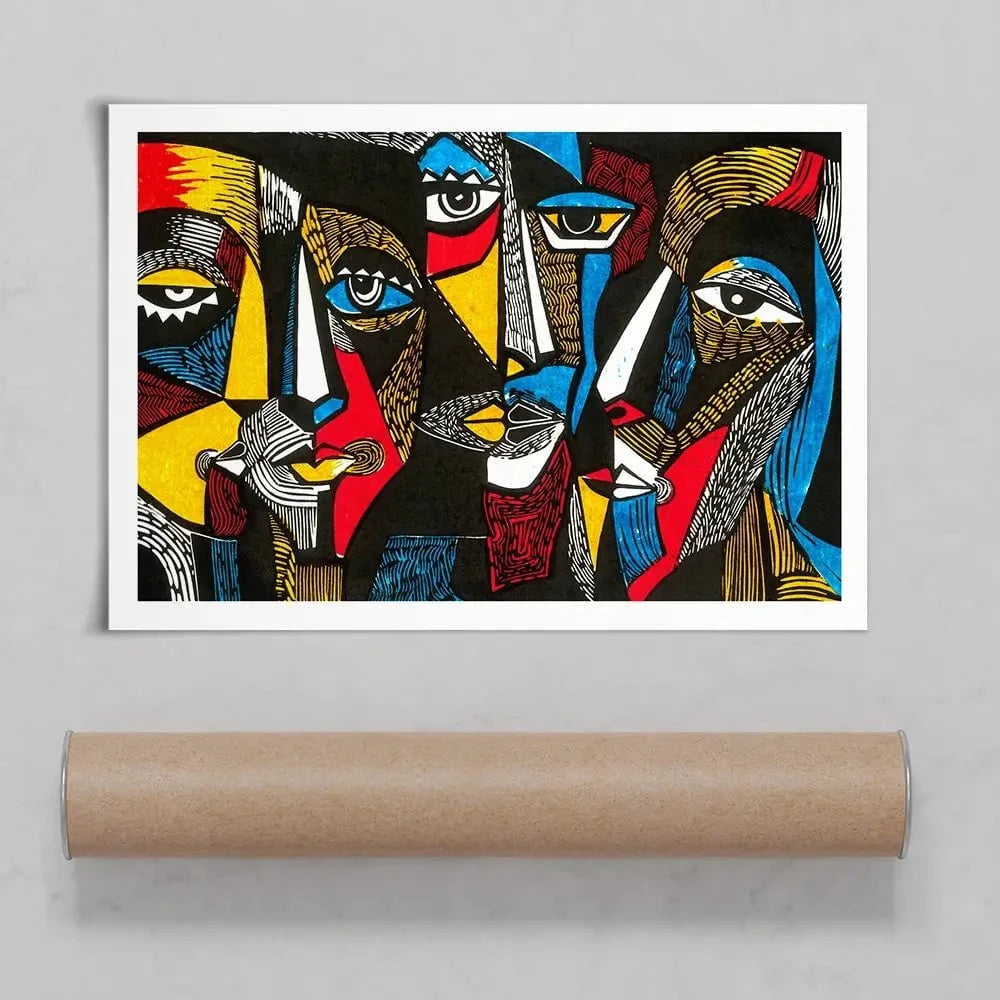 Linocut Faces Art Print Linocut Faces Art Print wall art product Sunnyisland / Shutterstock
