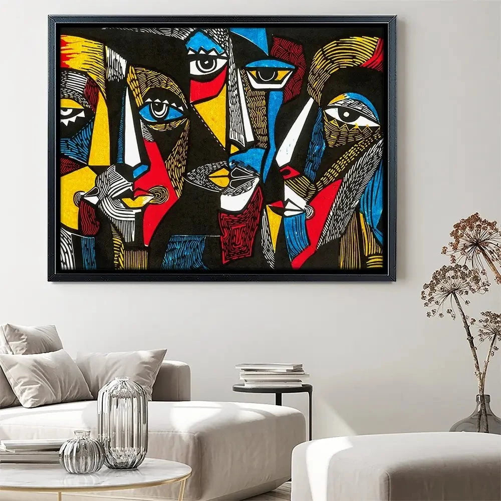 Linocut Faces Canvas Print Linocut Faces Canvas Print wall art product Sunnyisland / Shutterstock