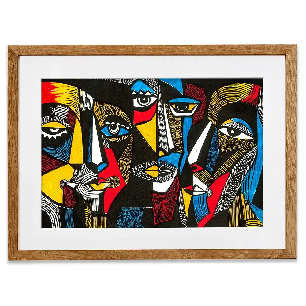 Linocut Faces Framed Art Print Linocut Faces Framed Art Print wall art product Sunnyisland / Shutterstock