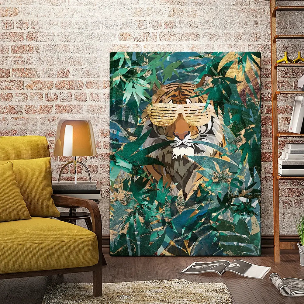 Lion Behind The Leaves Canvas Print Lion Behind The Leaves Canvas Print wall art product Sarah Manovski