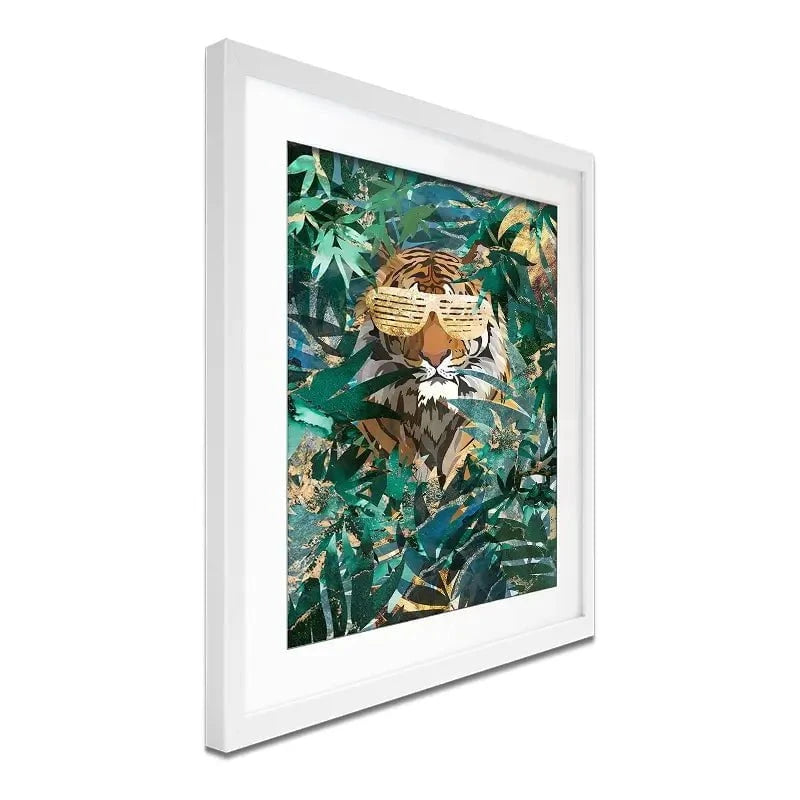 Lion Behind The Leaves Framed Art Print Lion Behind The Leaves Framed Art Print wall art product Sarah Manovski