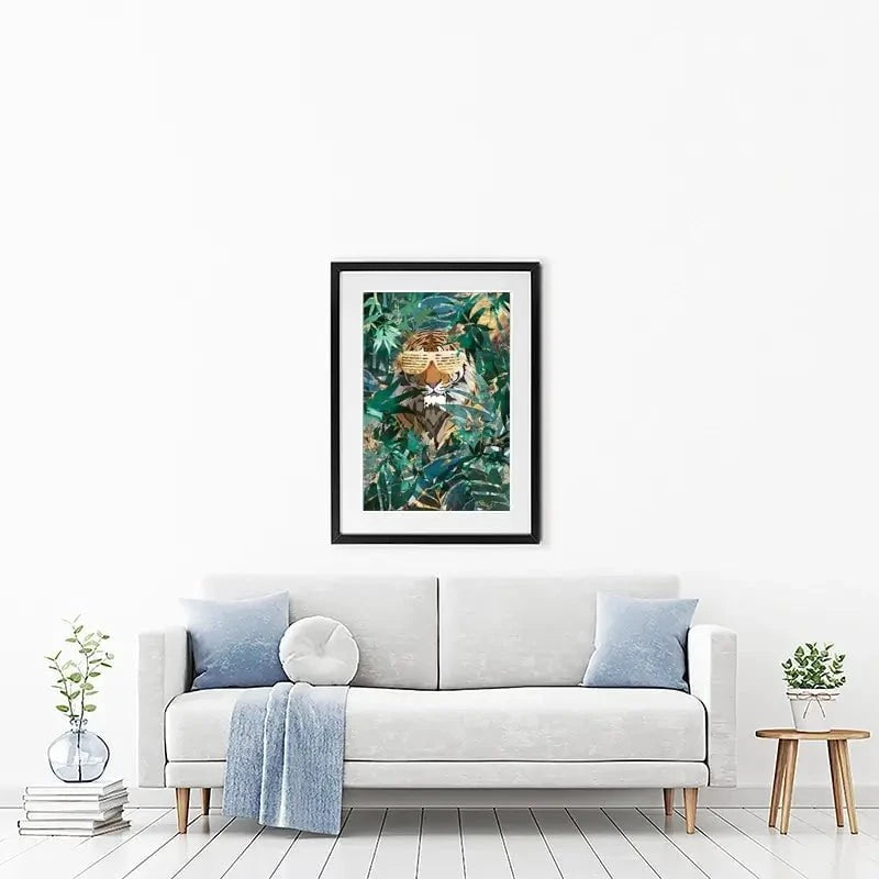 Lion Behind The Leaves Framed Art Print Lion Behind The Leaves Framed Art Print wall art product Sarah Manovski