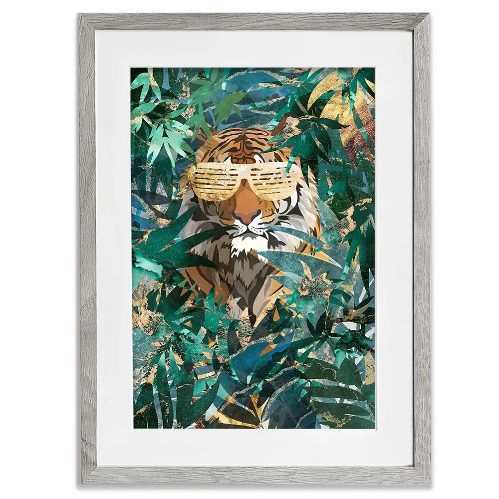 Lion Behind The Leaves Framed Art Print Lion Behind The Leaves Framed Art Print wall art product Sarah Manovski