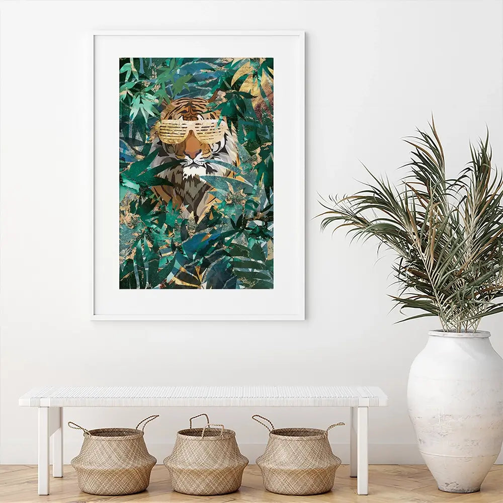 Lion Behind The Leaves Framed Art Print Lion Behind The Leaves Framed Art Print wall art product Sarah Manovski