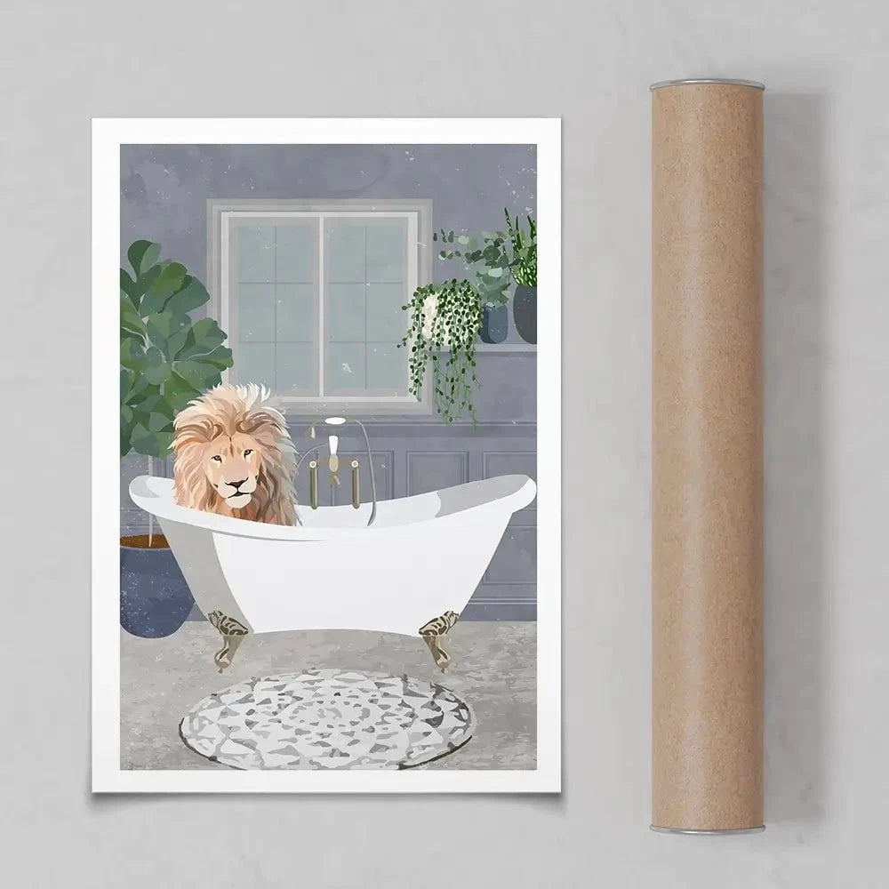 Lion In The Bath Art Print Lion In The Bath Art Print wall art product Sarah Manovski