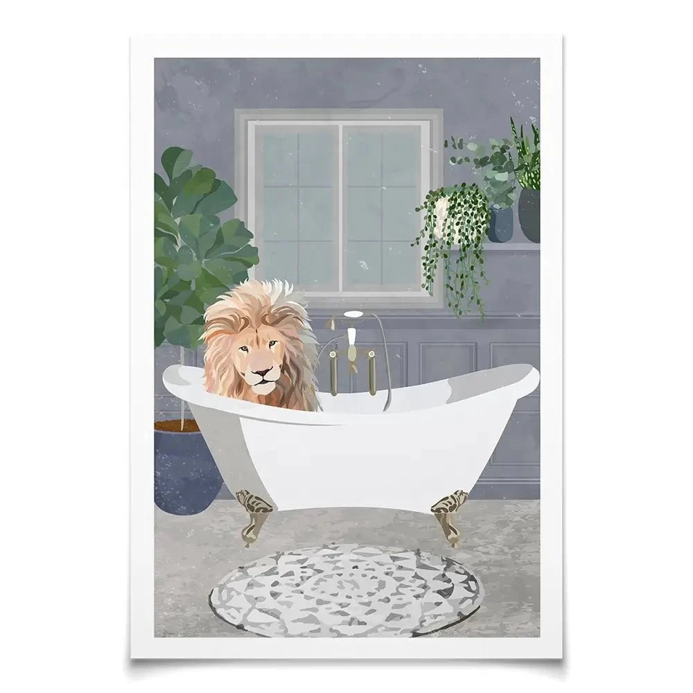 Lion In The Bath Art Print Lion In The Bath Art Print wall art product Sarah Manovski