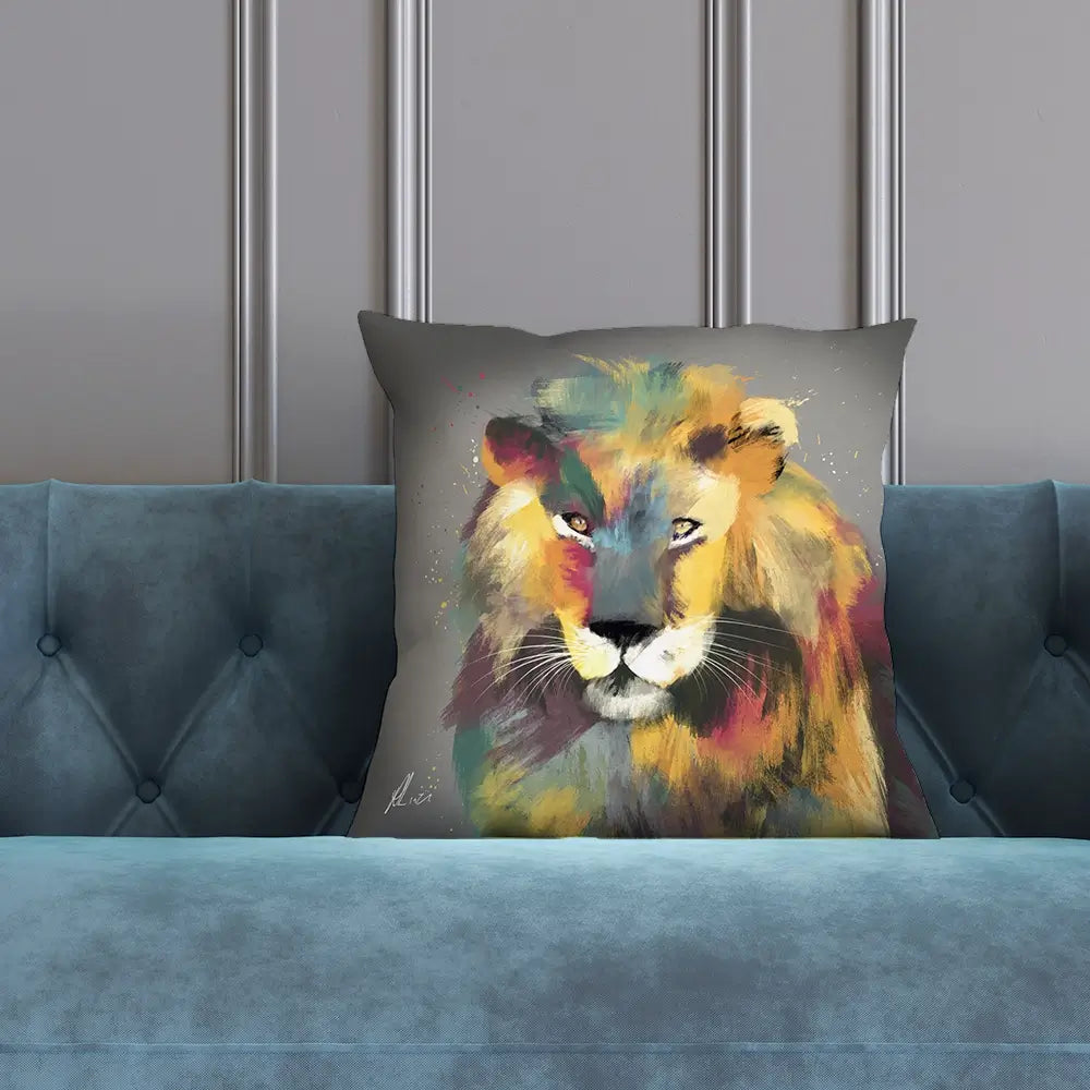 Lion Multicolour Cushion Lion Multicolour Cushion wall art product Aimee Linzi