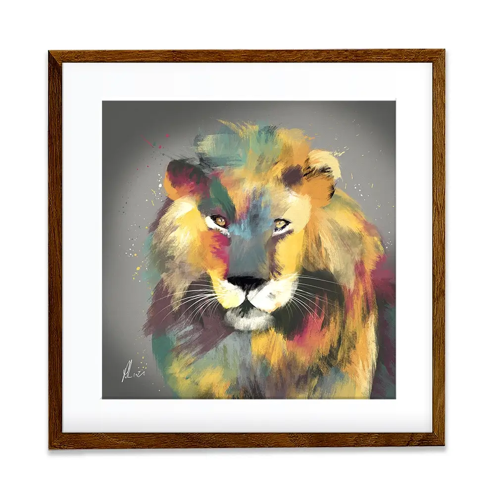 Lion Multicolour Framed Art Print Lion Multicolour Framed Art Print wall art product Aimee Linzi
