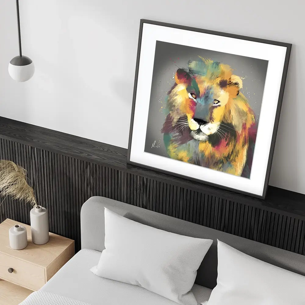Lion Multicolour Framed Art Print Lion Multicolour Framed Art Print wall art product Aimee Linzi