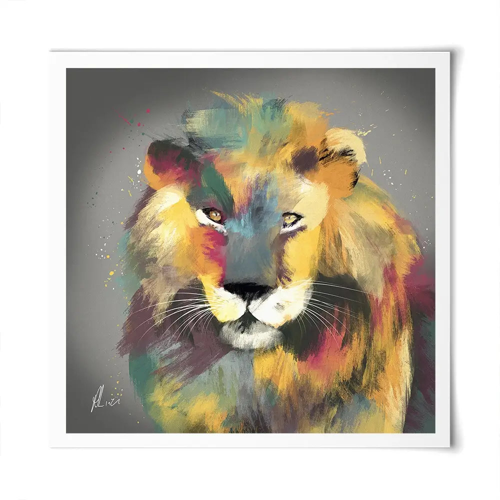 Lion Multicolour Square Art Print Lion Multicolour Square Art Print wall art product Aimee Linzi