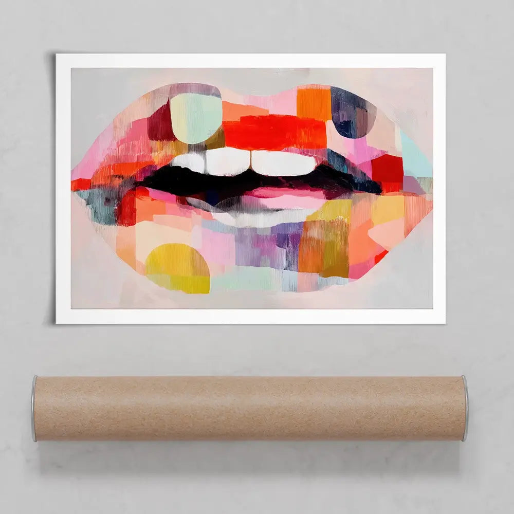 Lips Like Stained Glass Art Print Lips Like Stained Glass Art Print wall art product Chromatic Storm Studio