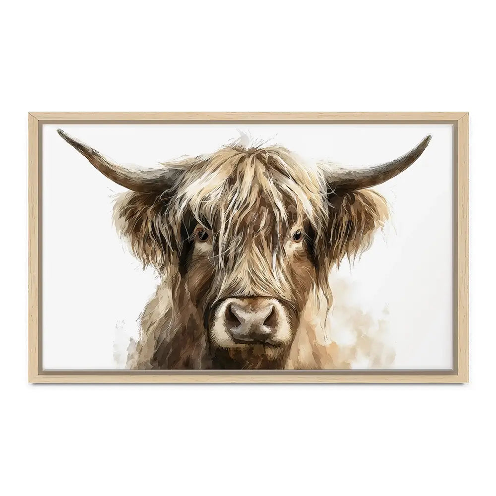 Little Brown Highland Cow Canvas Print Little Brown Highland Cow Canvas Print wall art product Petal Prints Design - Independent