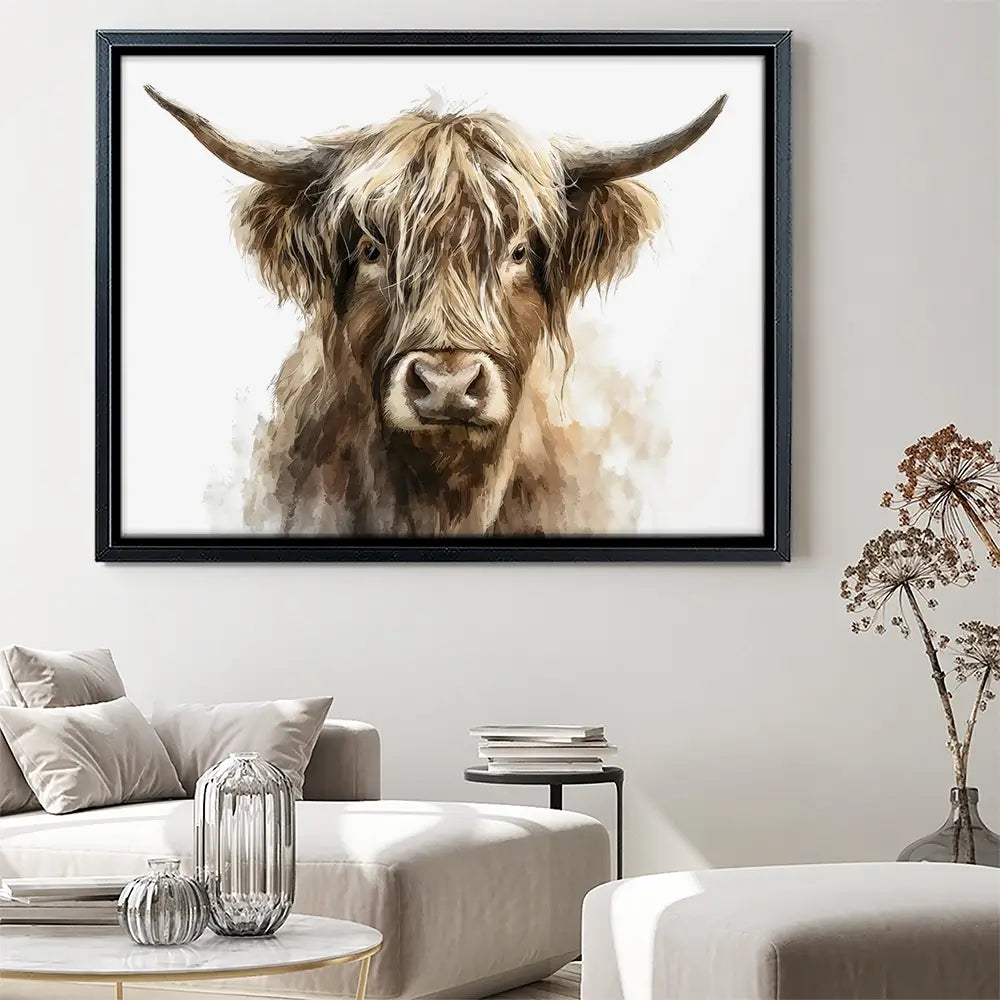 Little Brown Highland Cow Canvas Print Little Brown Highland Cow Canvas Print wall art product Petal Prints Design - Independent