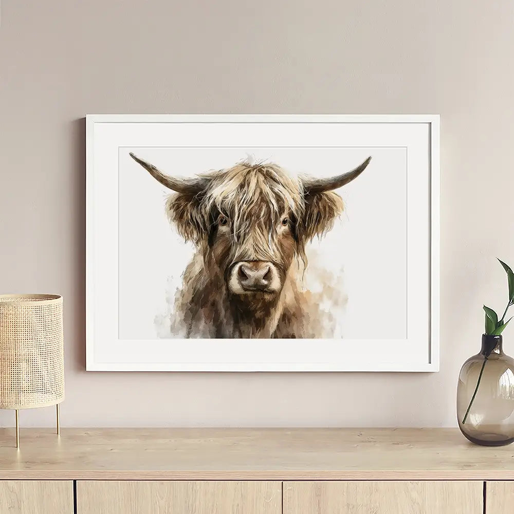 Little Brown Highland Cow Framed Art Print Little Brown Highland Cow Framed Art Print wall art product Petal Prints Design - Independent