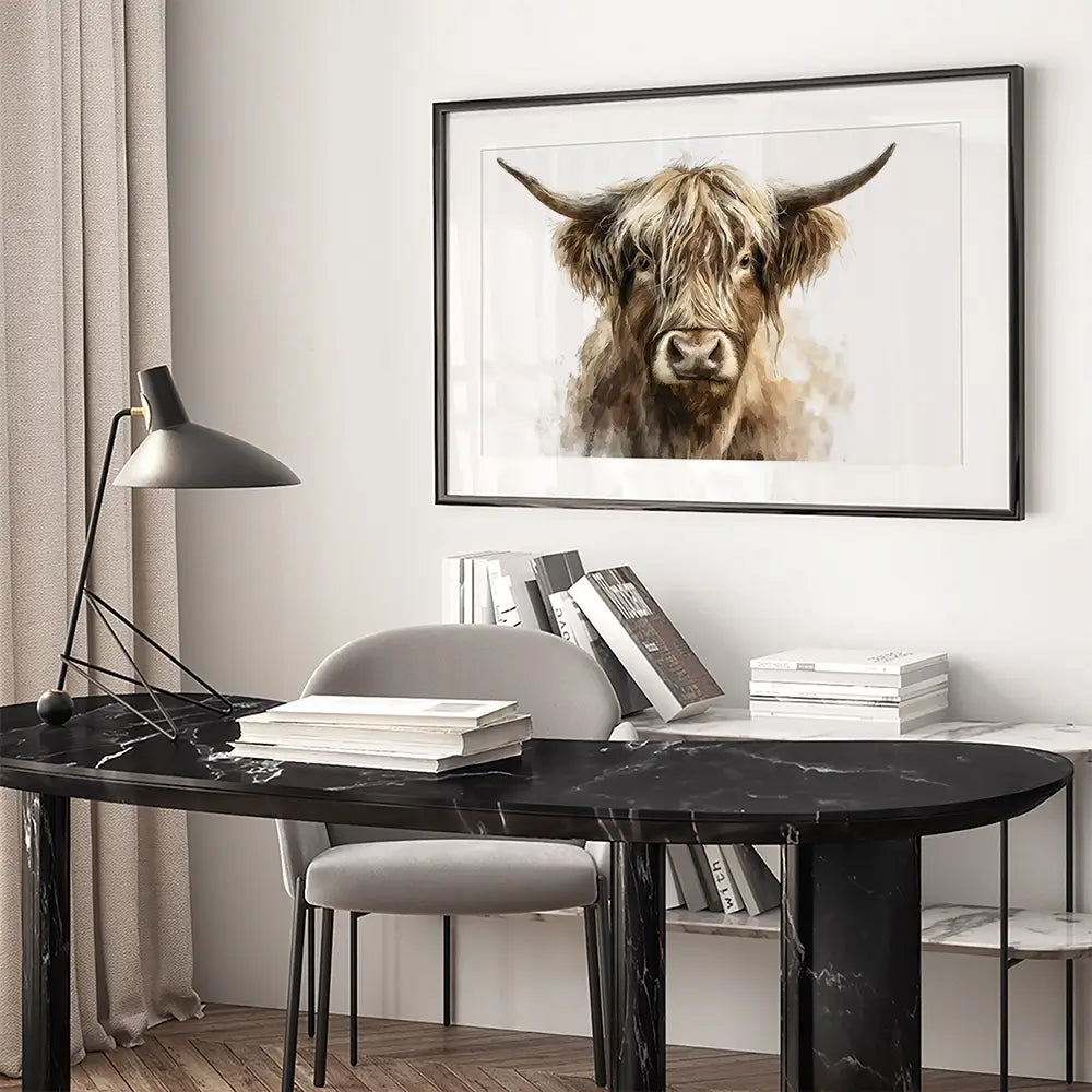 Little Brown Highland Cow Framed Art Print Little Brown Highland Cow Framed Art Print wall art product Petal Prints Design - Independent