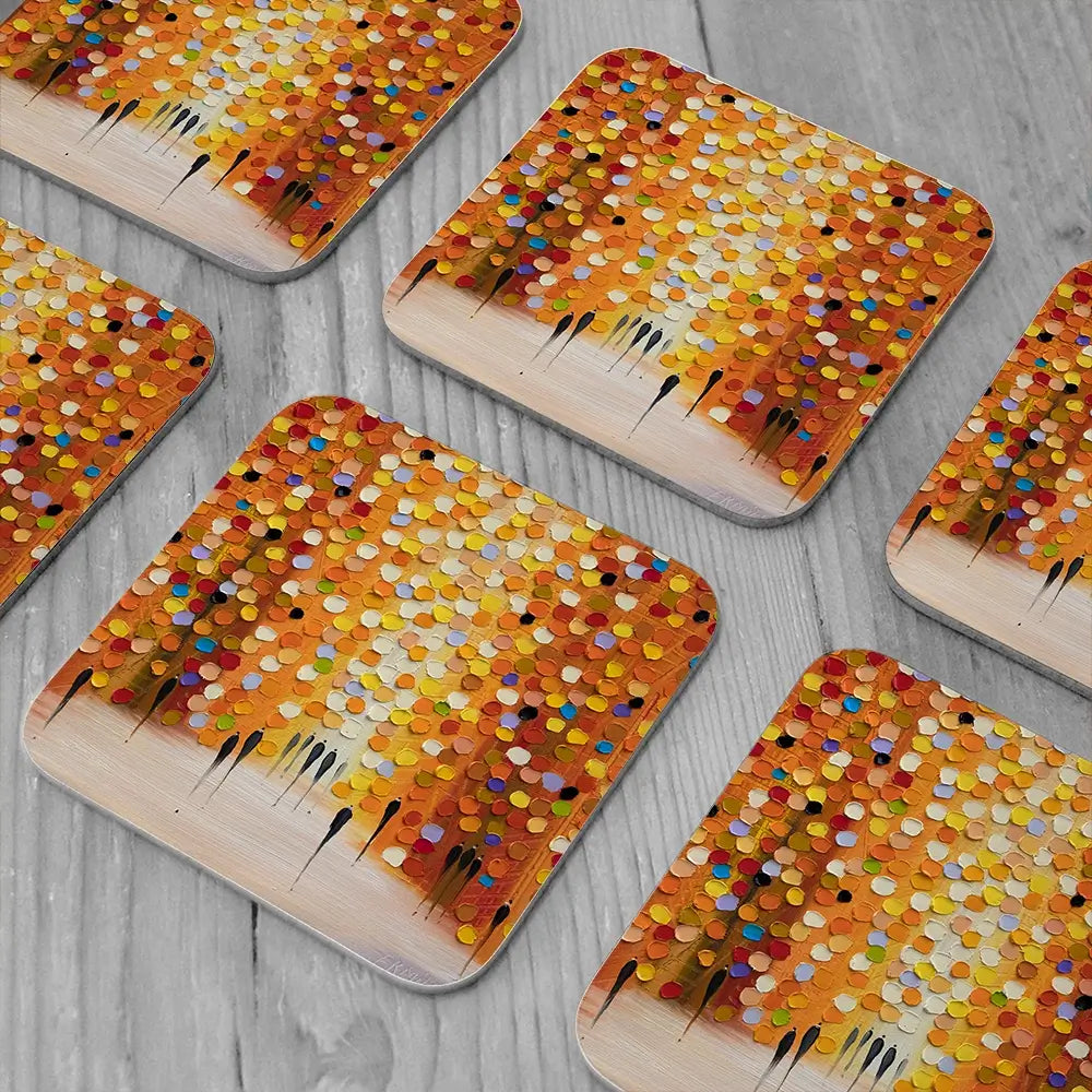 Little Sunset Coaster Set Rainbow Soul Tree Coaster Set | Rainbow Soul Tree Art Coasters wall art product Ekaterina Ermilkina