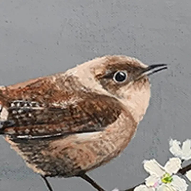 Little Wren On Cherry Blossom Canvas Print Little Wren On Cherry Blossom Canvas Print wall art product Laure Bury