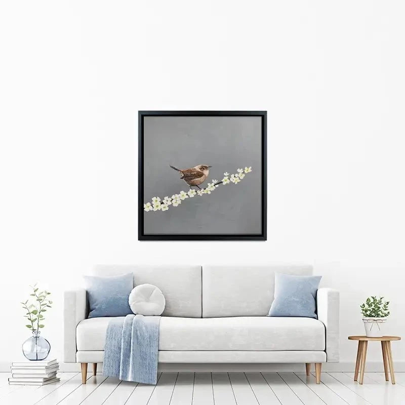 Little Wren On Cherry Blossom Canvas Print Little Wren On Cherry Blossom Canvas Print wall art product Laure Bury
