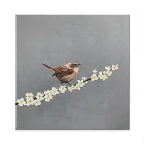 Little Wren On Cherry Blossom Canvas Print Little Wren On Cherry Blossom Canvas Print wall art product Laure Bury