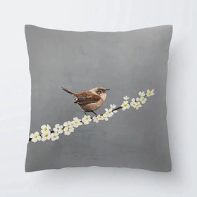 Little Wren On Cherry Blossom Cushion Little Wren On Cherry Blossom Cushion wall art product Laure Bury