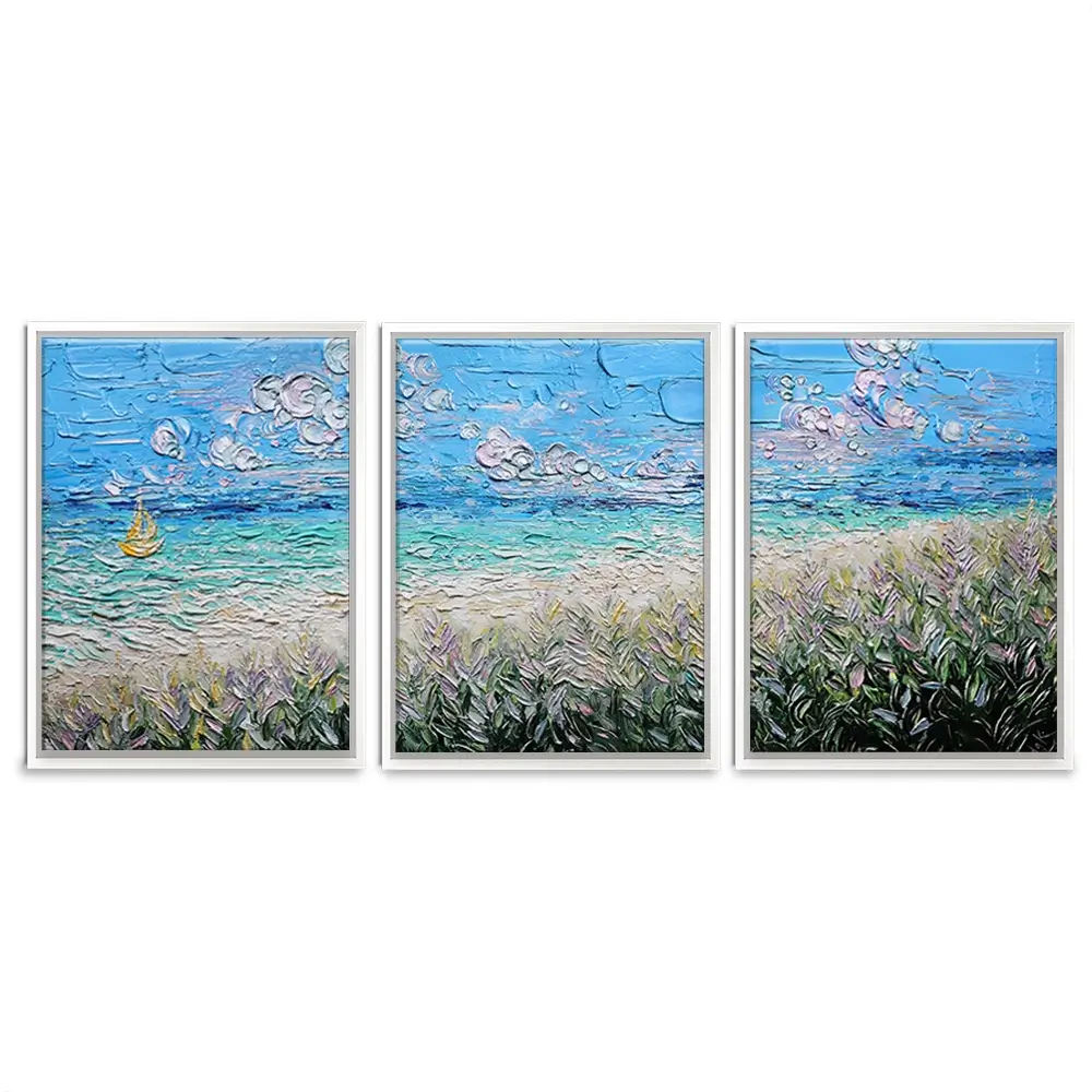 Little Yellow Boat Trio Canvas Print Little Yellow Boat Trio Canvas Print wall art product Nada Khatib