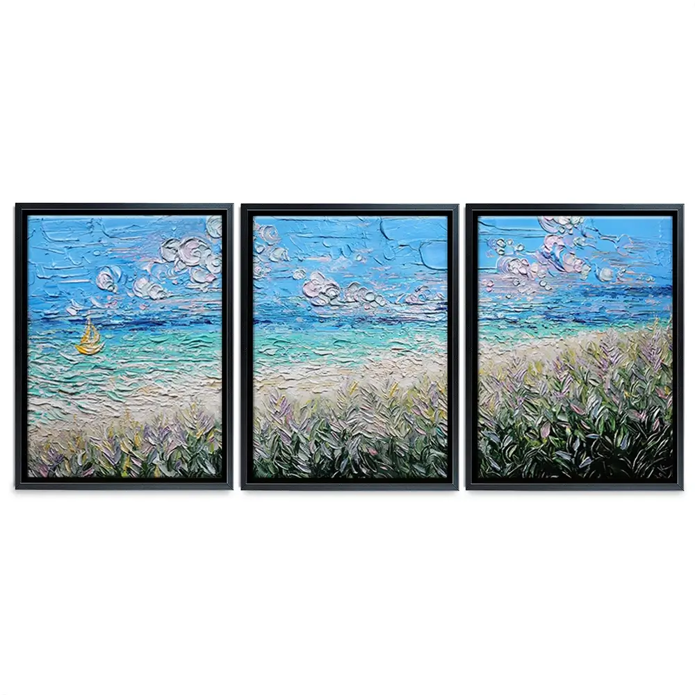 Little Yellow Boat Trio Canvas Print Little Yellow Boat Trio Canvas Print wall art product Nada Khatib