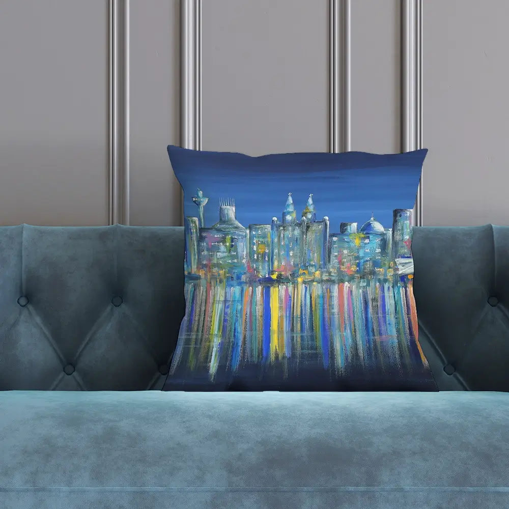 Liverpool Skyline Cushion Liverpool Skyline Cushion wall art product Art Print Shop