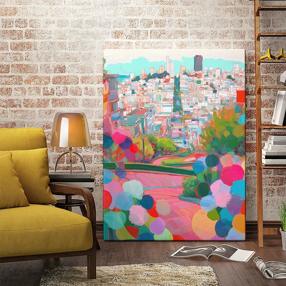 Lombard Street In Colour Canvas Print Lombard Street In Colour Canvas Print wall art product Chromatic Storm Studio