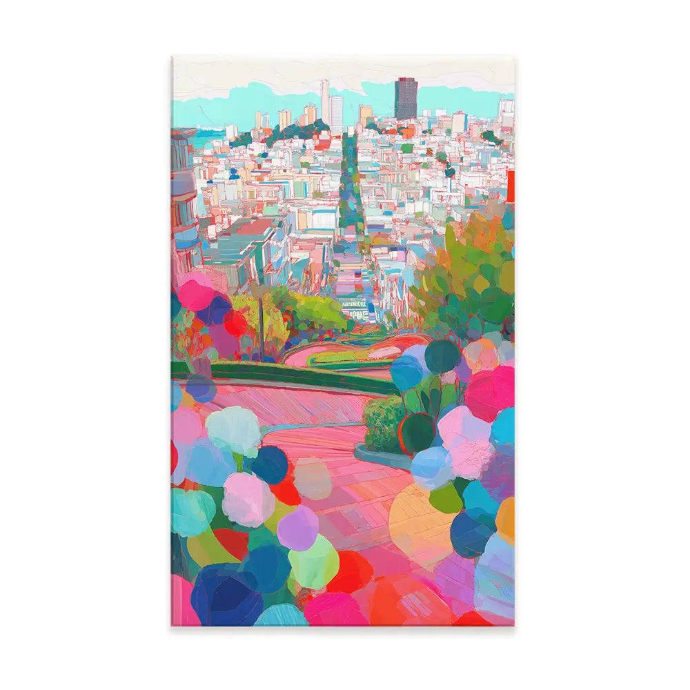 Lombard Street In Colour Canvas Print Lombard Street In Colour Canvas Print wall art product Chromatic Storm Studio