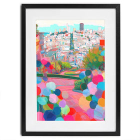 Lombard Street In Colour Framed Art Print Lombard Street In Colour Framed Art Print wall art product Chromatic Storm Studio