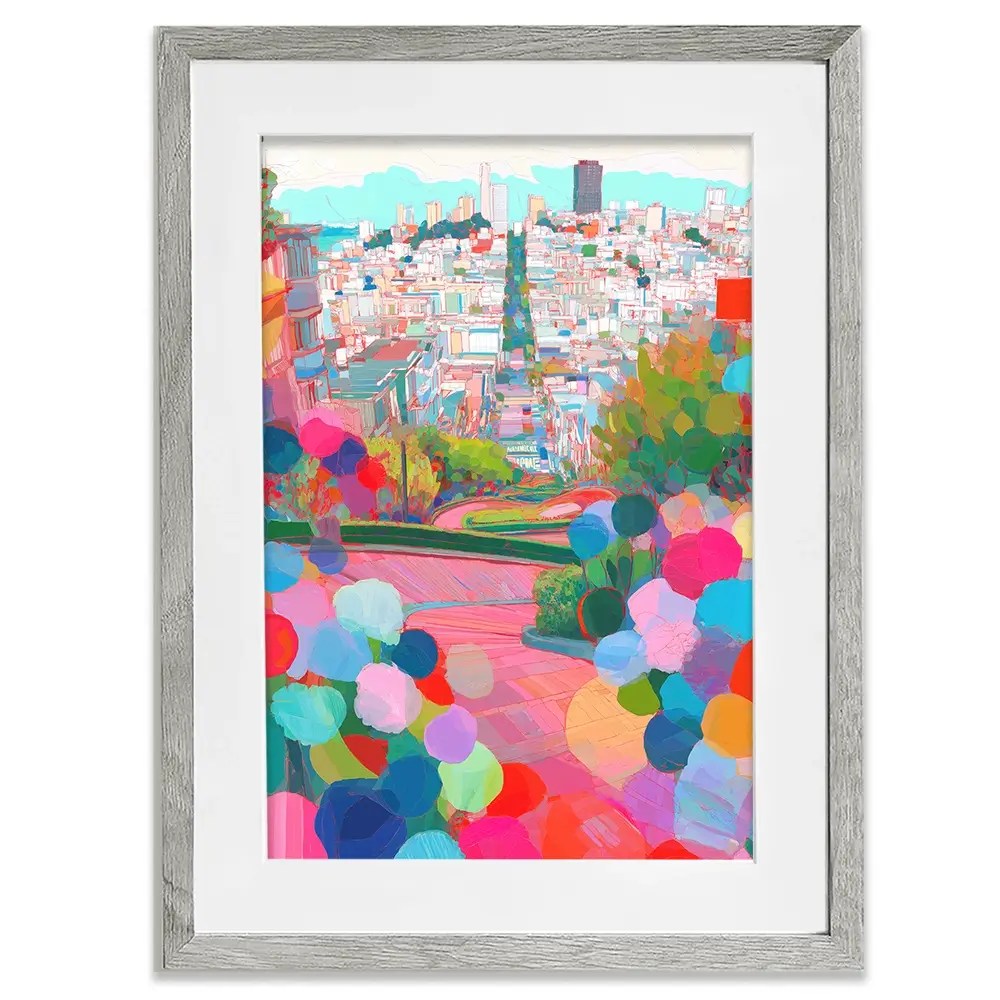 Lombard Street In Colour Framed Art Print Lombard Street In Colour Framed Art Print wall art product Chromatic Storm Studio