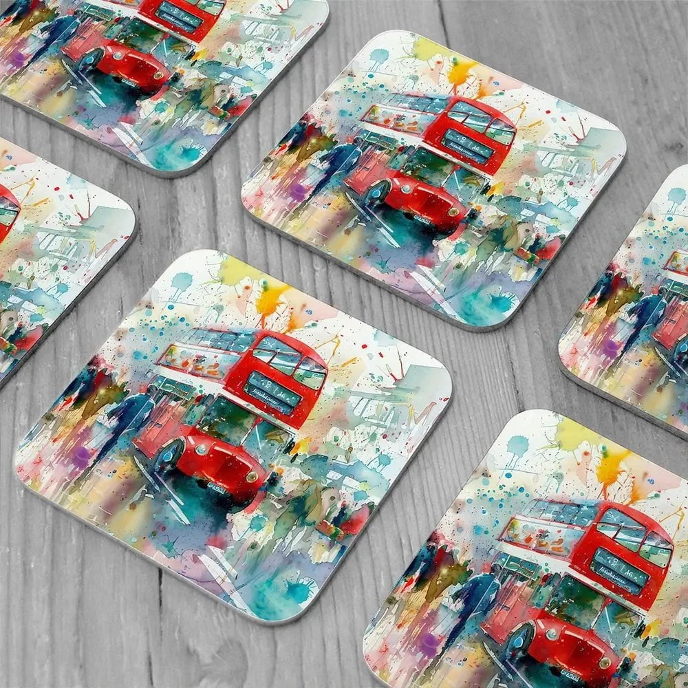 London Bus Coaster Set London Bus Coaster Set wall art product David Alexander Elder