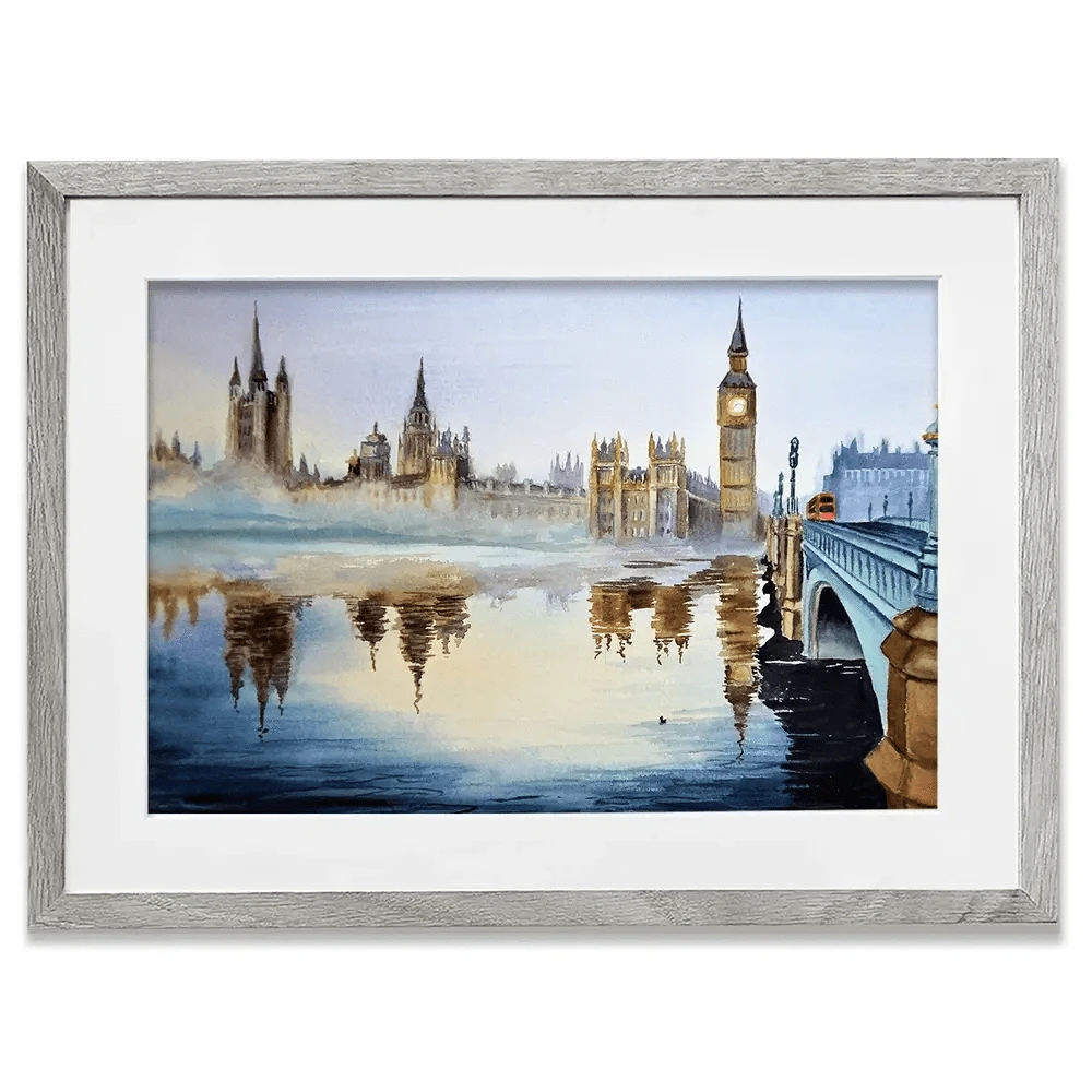 London In Watercolour Framed Art Print London In Watercolour Framed Art Print wall art product Art_KVA / Shutterstock