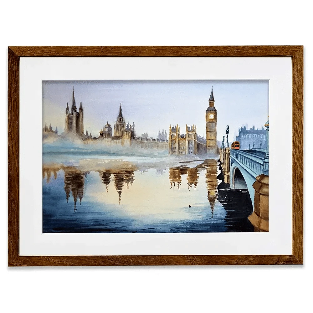 London In Watercolour Framed Art Print London In Watercolour Framed Art Print wall art product Art_KVA / Shutterstock
