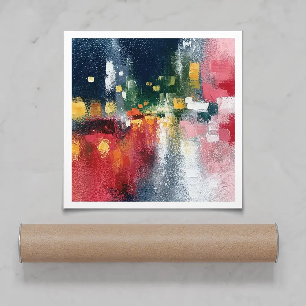 London Rain Through Glass Square Art Print London Rain Through Glass Square Art Print wall art product Chromatic Storm Studio