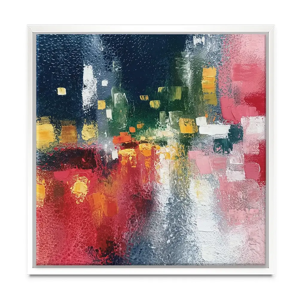 London Rain Through Glass Square Canvas Print London Rain Through Glass Square Canvas Print wall art product Chromatic Storm Studio