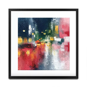London Rain Through Glass Square Framed Art Print London Rain Through Glass Square Framed Art Print wall art product Chromatic Storm Studio