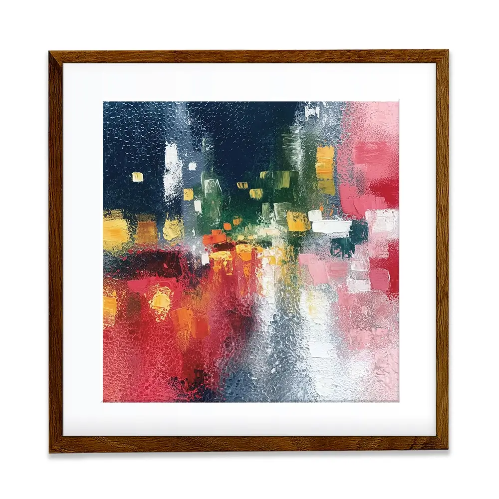 London Rain Through Glass Square Framed Art Print London Rain Through Glass Square Framed Art Print wall art product Chromatic Storm Studio