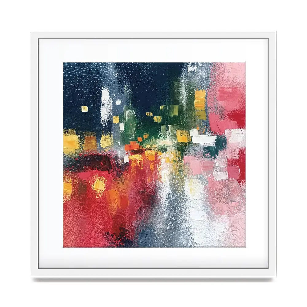 London Rain Through Glass Square Framed Art Print London Rain Through Glass Square Framed Art Print wall art product Chromatic Storm Studio