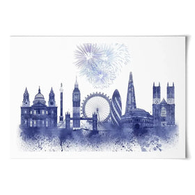 London Skyline Watercolour Splash Blue Art Print London Skyline Watercolour Splash Blue Art Print wall art product Fab Funky