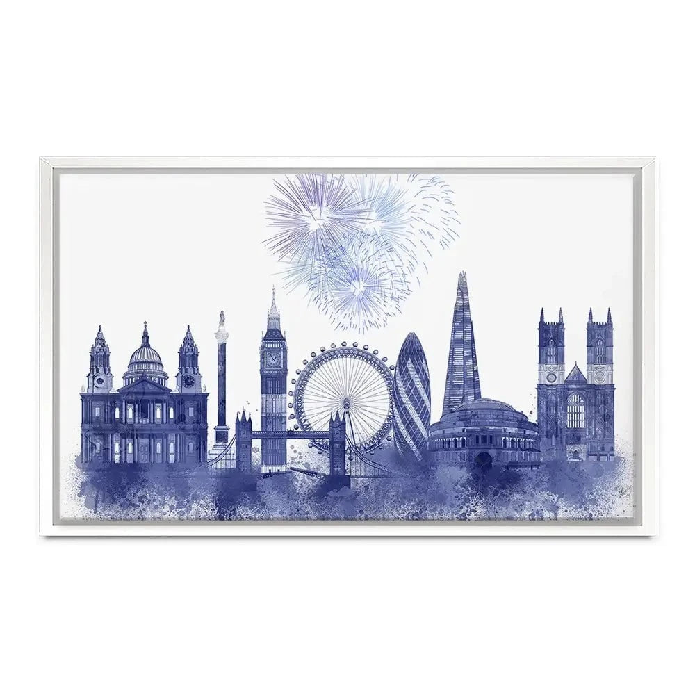 London Skyline Watercolour Splash Blue Canvas Print London Skyline Watercolour Splash Blue Canvas Print wall art product Fab Funky