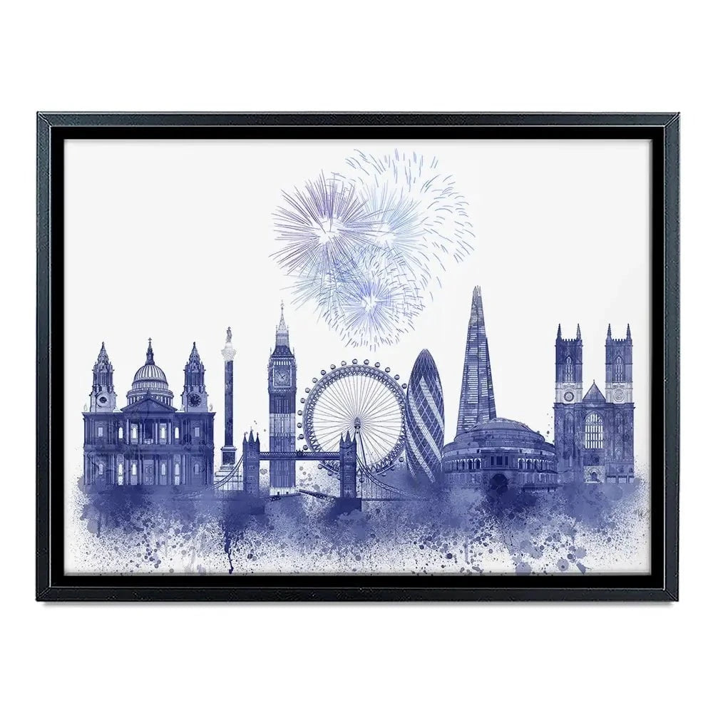 London Skyline Watercolour Splash Blue Canvas Print London Skyline Watercolour Splash Blue Canvas Print wall art product Fab Funky